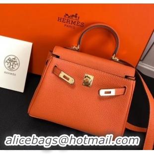 Popular Style Hermes mini kelly 20 bag Orange in clemence leather with golden hardware H422021