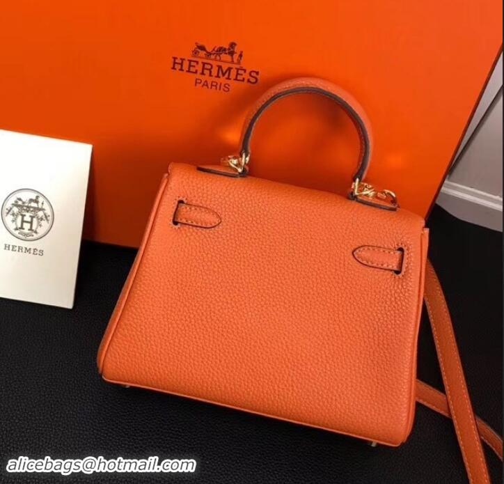 Popular Style Hermes mini kelly 20 bag Orange in clemence leather with golden hardware H422021