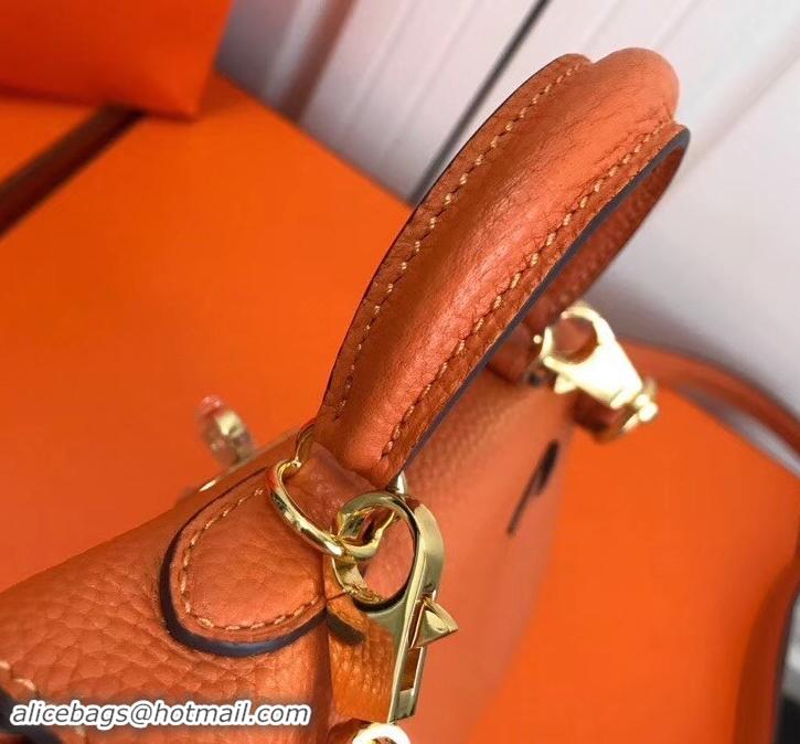 Popular Style Hermes mini kelly 20 bag Orange in clemence leather with golden hardware H422021