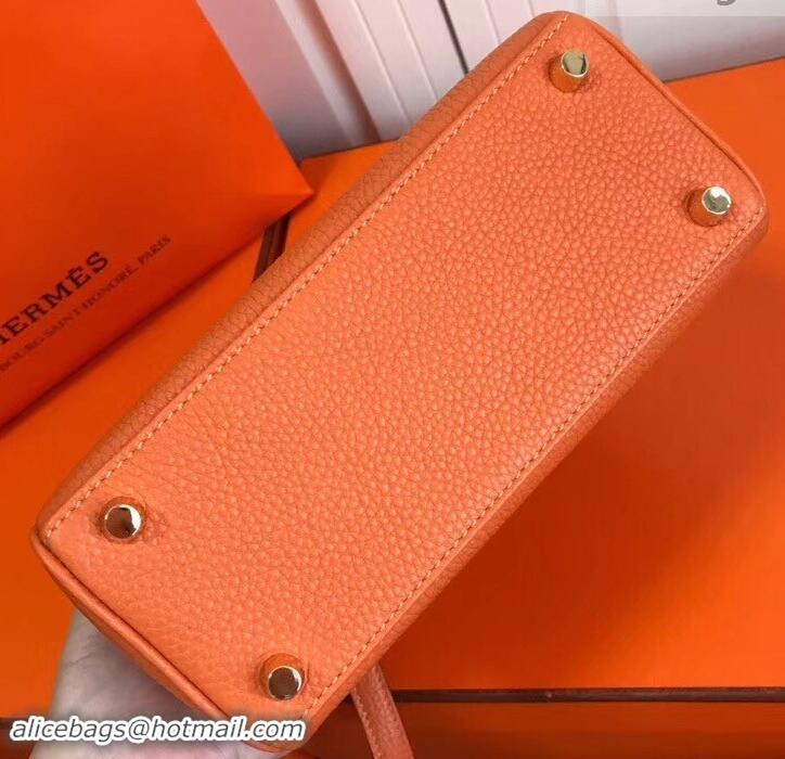 Popular Style Hermes mini kelly 20 bag Orange in clemence leather with golden hardware H422021