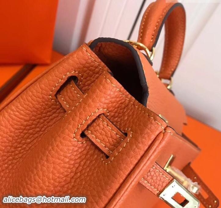 Popular Style Hermes mini kelly 20 bag Orange in clemence leather with golden hardware H422021