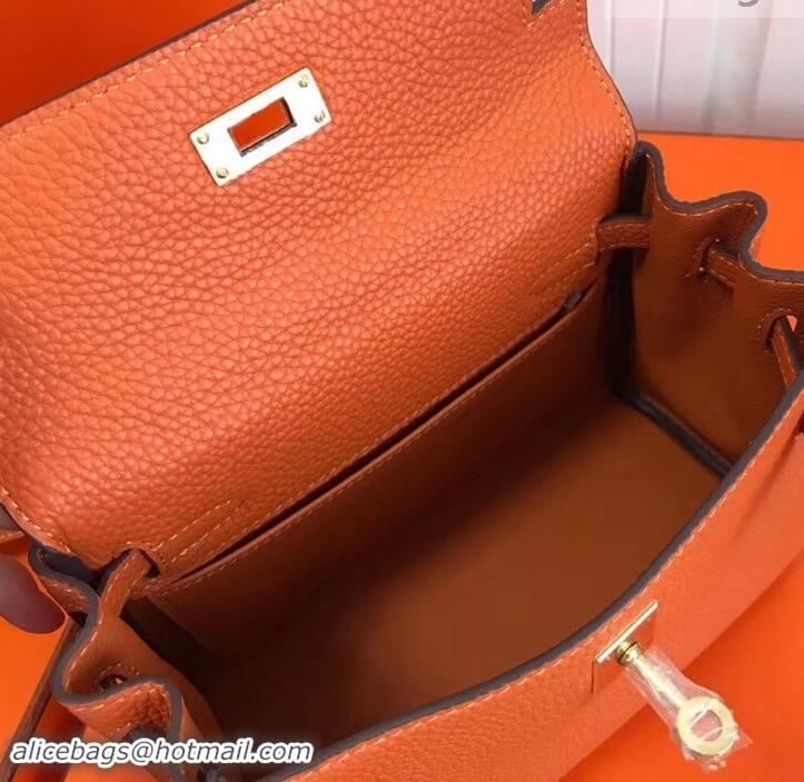 Popular Style Hermes mini kelly 20 bag Orange in clemence leather with golden hardware H422021