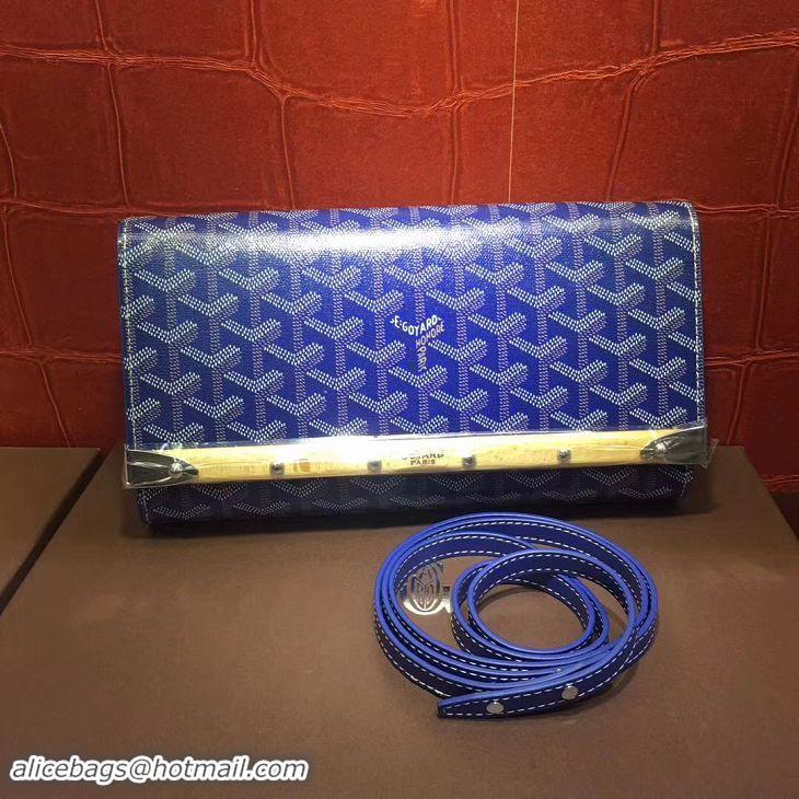 Cheapest Goyard Monte-Carlo Clutch With Leather Strap 8982 Dark Blue