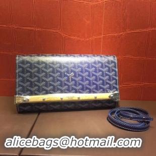 Buy Discount Goyard Monte-Carlo Clutch With Leather Strap 8982 Navy Blue