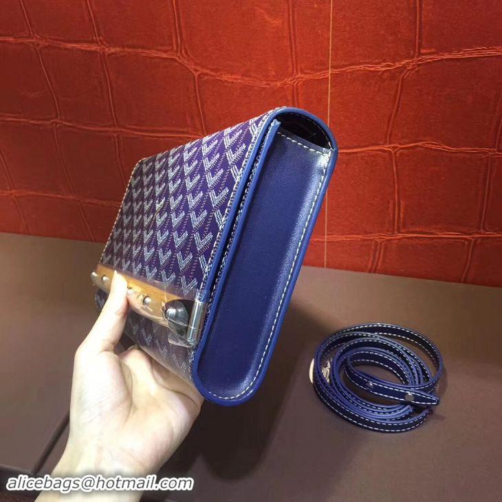 Buy Discount Goyard Monte-Carlo Clutch With Leather Strap 8982 Navy Blue