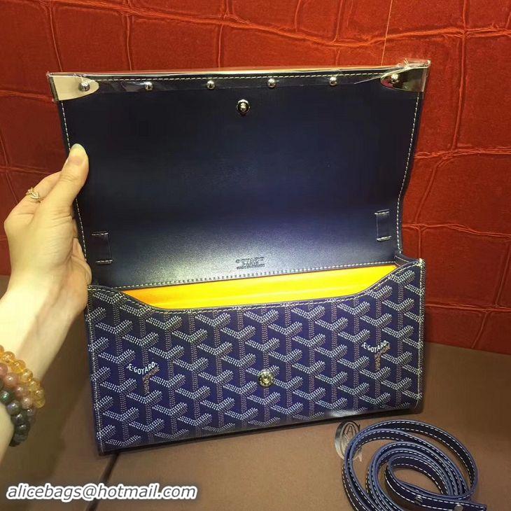 Buy Discount Goyard Monte-Carlo Clutch With Leather Strap 8982 Navy Blue