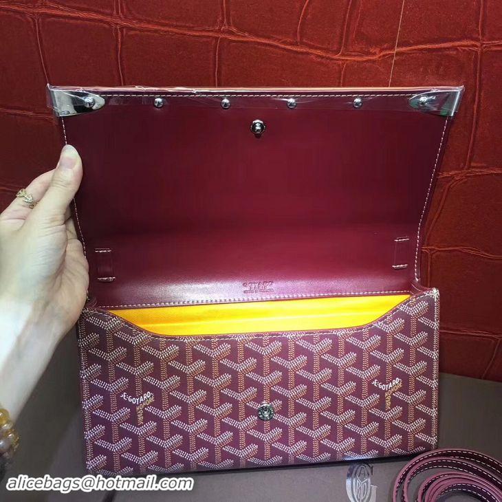 Refined Goyard Monte-Carlo Clutch With Leather Strap 8982 Burgundy