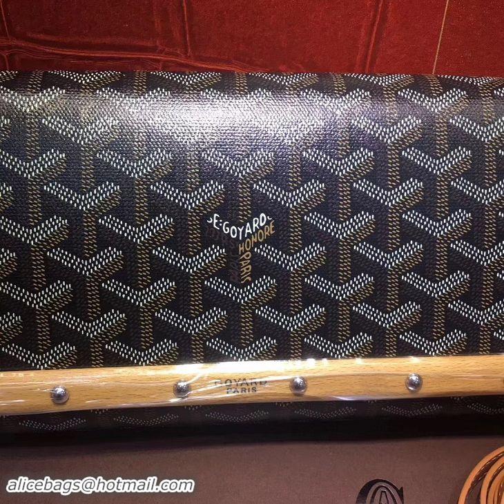 Modern Goyard Monte-Carlo Clutch With Leather Strap 8982 Black And Tan