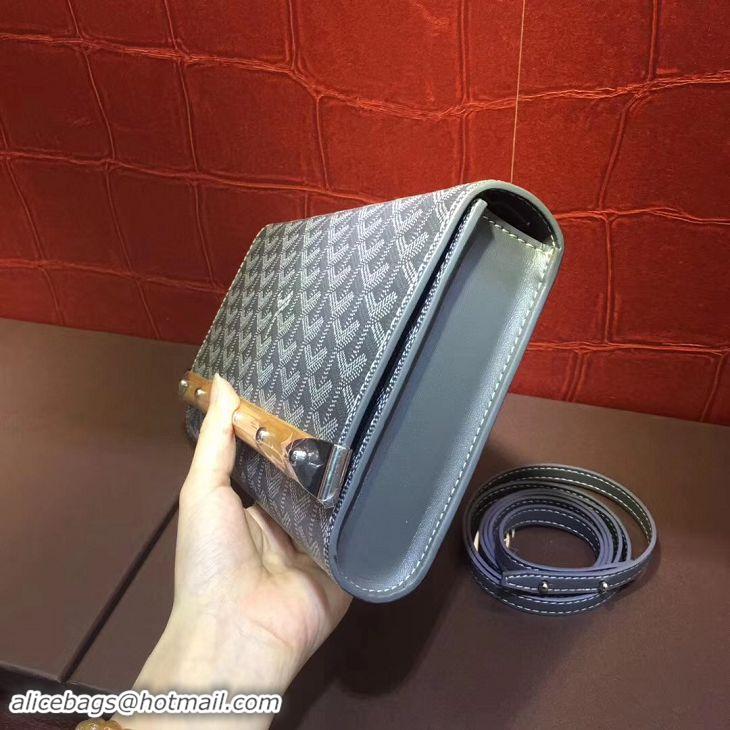 Expensive Goyard Monte-Carlo Clutch With Leather Strap 8982 Dark Grey