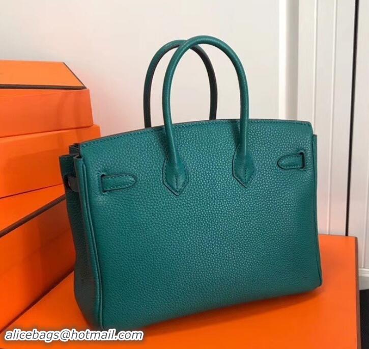 New Style Hermes Birkin 25cm Bag Peacock Green in Togo Leather With Silver Hardware 423012