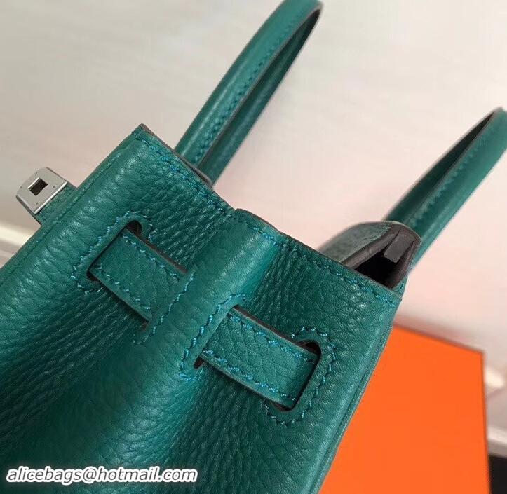 New Style Hermes Birkin 25cm Bag Peacock Green in Togo Leather With Silver Hardware 423012