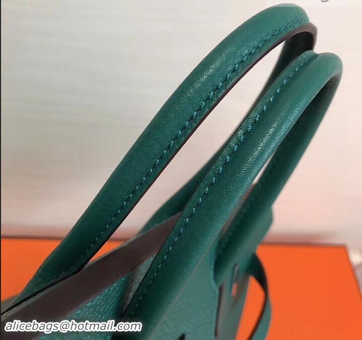 New Style Hermes Birkin 25cm Bag Peacock Green in Togo Leather With Silver Hardware 423012