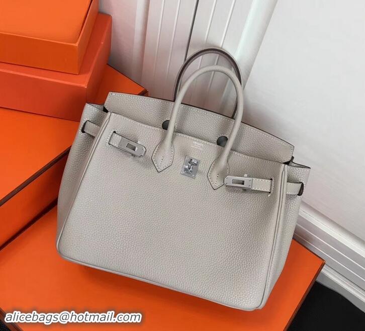 Affordable Price Hermes Birkin 25cm Bag White in Togo Leather With Silver Hardware 423012