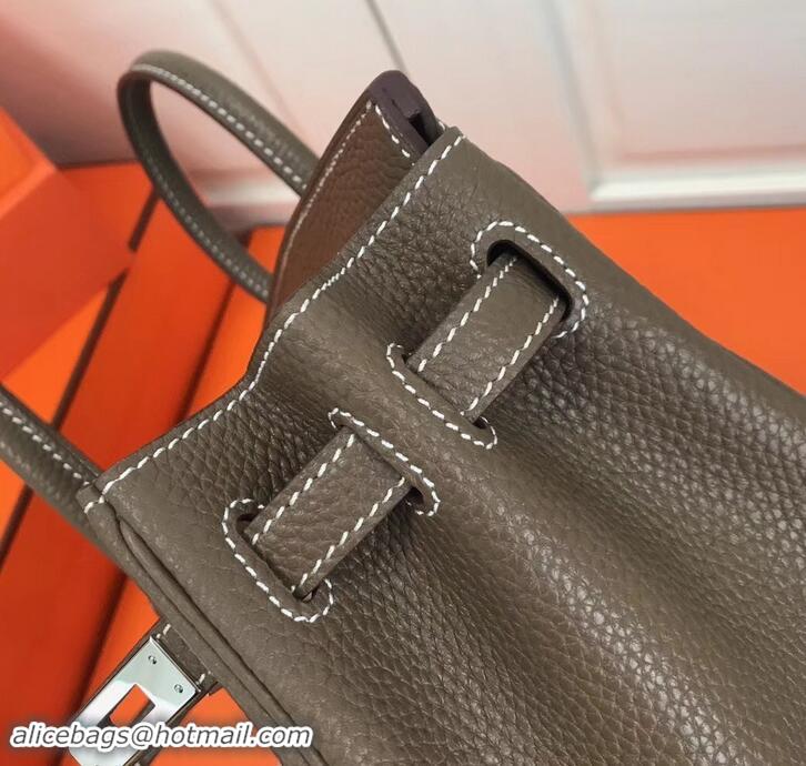 Best Luxury Hermes Birkin 25cm Bag Etoupe in Togo Leather With Silver Hardware 423012