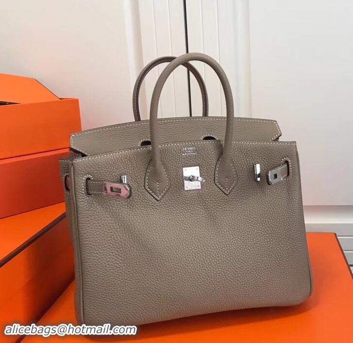 Promotional Hermes Birkin 25cm Bag Light Gray in Togo Leather With Silver Hardware 423012