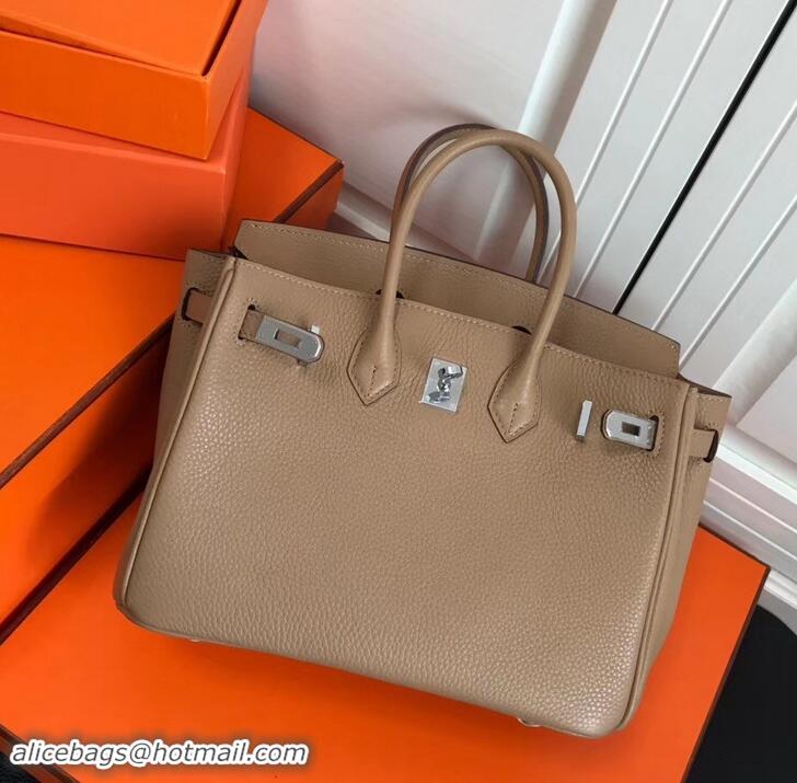 Grade Design Hermes Birkin 25cm Bag Apricot in Togo Leather With Silver Hardware 423012