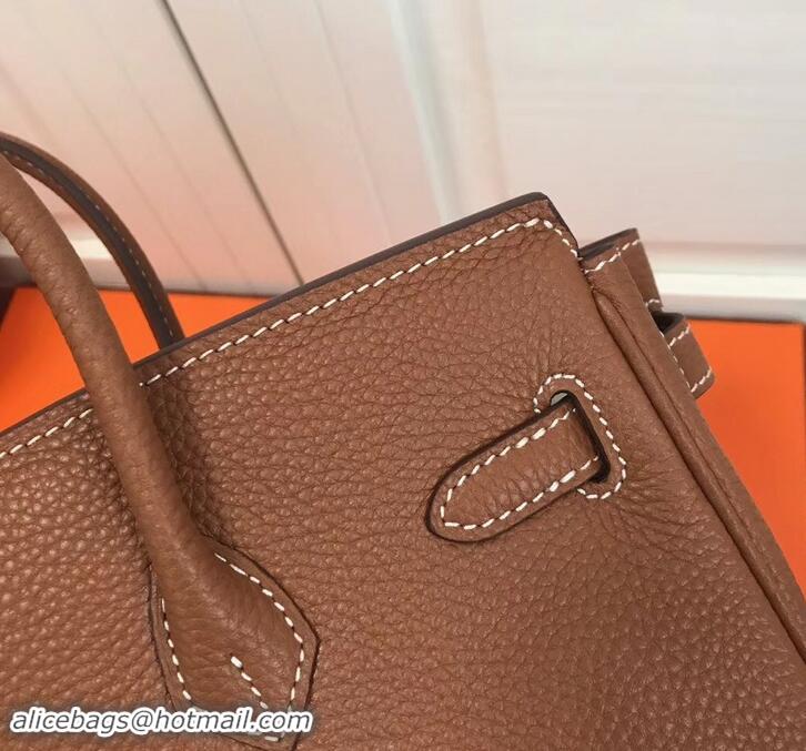 Perfect Imitation Hermes Birkin 25cm Bag Brown in Togo Leather With Silver Hardware 423012