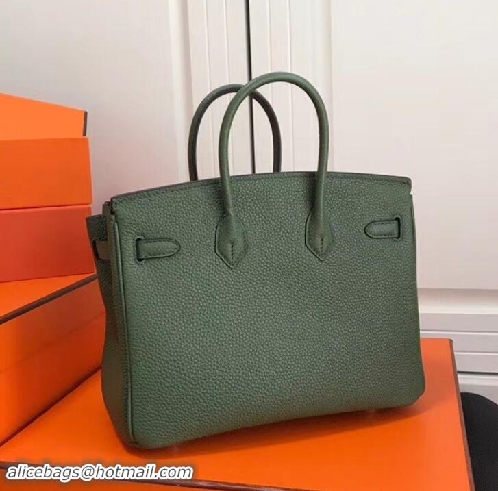 Best Grade Hermes Birkin 25cm Bag Army Green in Togo Leather With Silver Hardware 423012