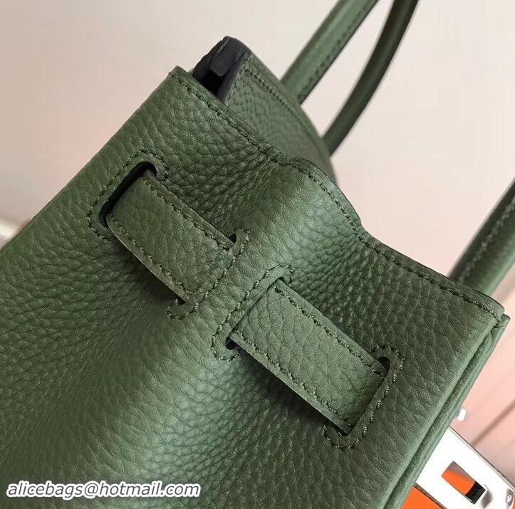 Best Grade Hermes Birkin 25cm Bag Army Green in Togo Leather With Silver Hardware 423012