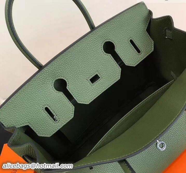 Best Grade Hermes Birkin 25cm Bag Army Green in Togo Leather With Silver Hardware 423012