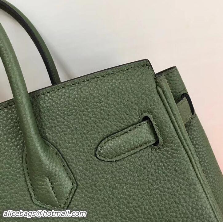 Best Grade Hermes Birkin 25cm Bag Army Green in Togo Leather With Silver Hardware 423012