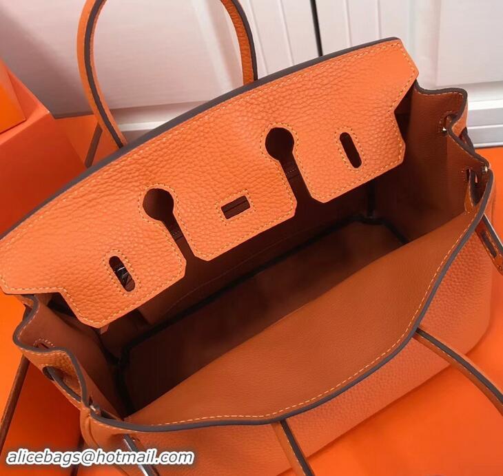 Top Grade Hermes Birkin 25cm Bag Orange in Togo Leather With Silver Hardware 423012