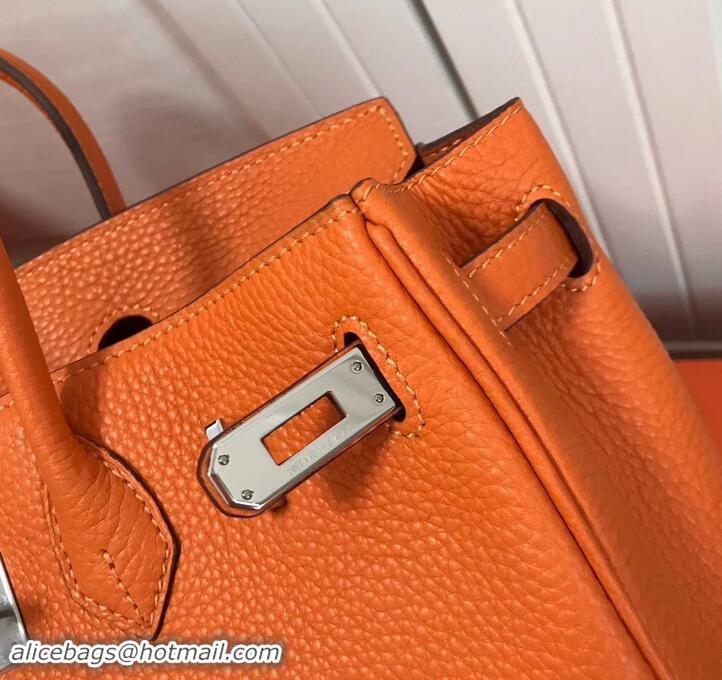 Top Grade Hermes Birkin 25cm Bag Orange in Togo Leather With Silver Hardware 423012