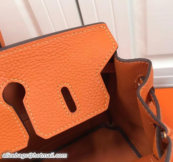 Top Grade Hermes Birkin 25cm Bag Orange in Togo Leather With Silver Hardware 423012