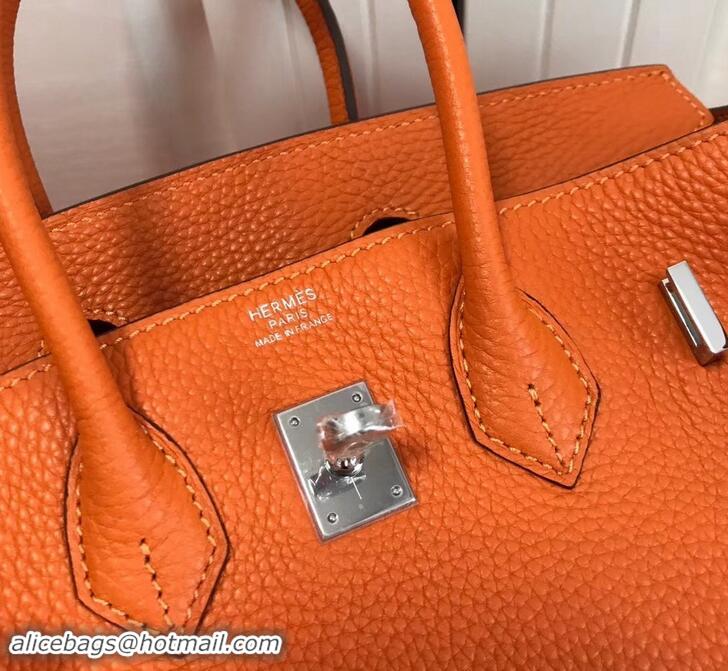 Top Grade Hermes Birkin 25cm Bag Orange in Togo Leather With Silver Hardware 423012