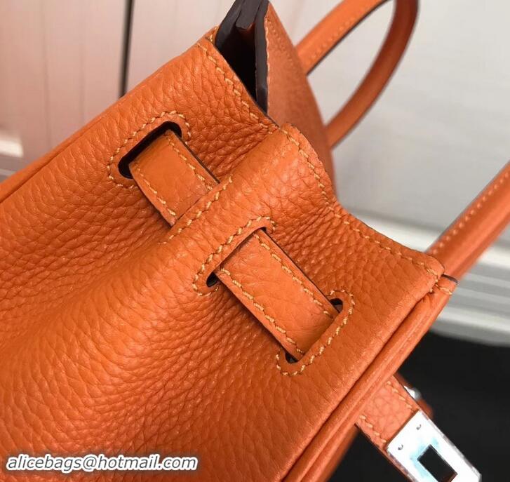 Top Grade Hermes Birkin 25cm Bag Orange in Togo Leather With Silver Hardware 423012