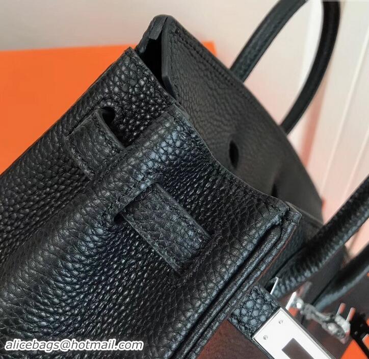 Luxury Cheap Hermes Birkin 25cm Bag Black in Togo Leather With Silver Hardware 423012