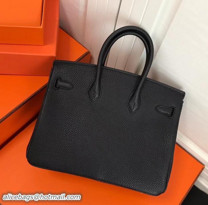 Luxury Cheap Hermes Birkin 25cm Bag Black in Togo Leather With Silver Hardware 423012