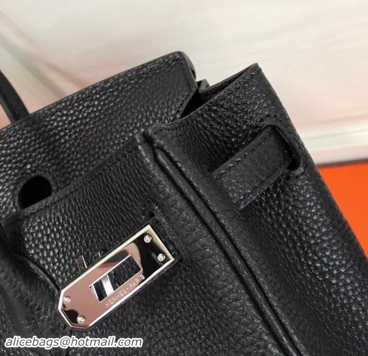 Luxury Cheap Hermes Birkin 25cm Bag Black in Togo Leather With Silver Hardware 423012