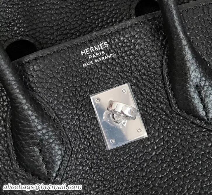 Luxury Cheap Hermes Birkin 25cm Bag Black in Togo Leather With Silver Hardware 423012