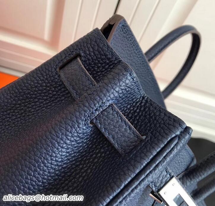 Custom Hermes Birkin 25cm Bag Navy Blue in Togo Leather With Silver Hardware 423012