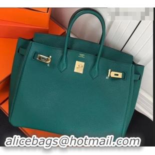 Shop Duplicate Hermes Birkin 25cm Bag Peacock Green in Togo Leather With Gold Hardware 423012