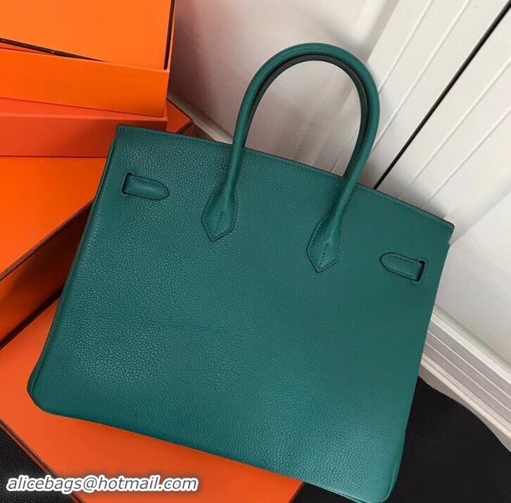 Shop Duplicate Hermes Birkin 25cm Bag Peacock Green in Togo Leather With Gold Hardware 423012