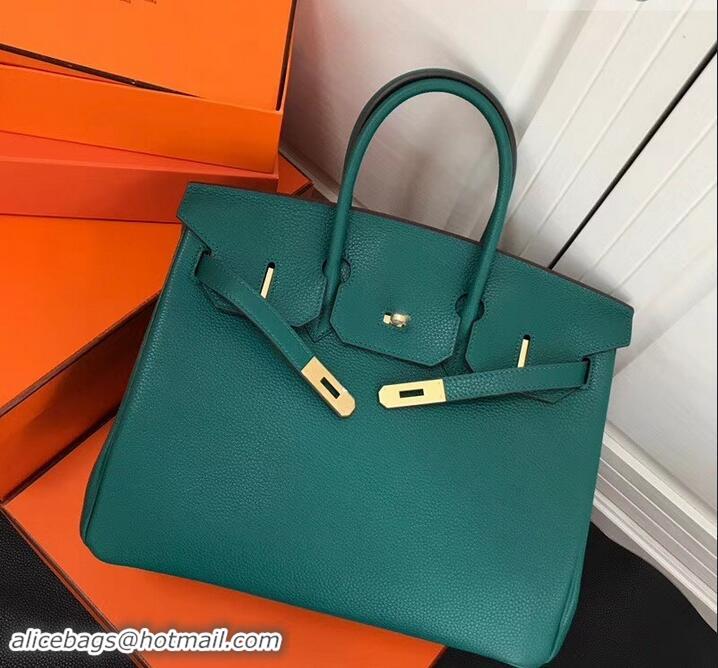 Shop Duplicate Hermes Birkin 25cm Bag Peacock Green in Togo Leather With Gold Hardware 423012