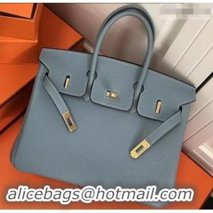 Best Quality Hermes Birkin 25cm Bag Baby Blue in Togo Leather With Gold Hardware 423012