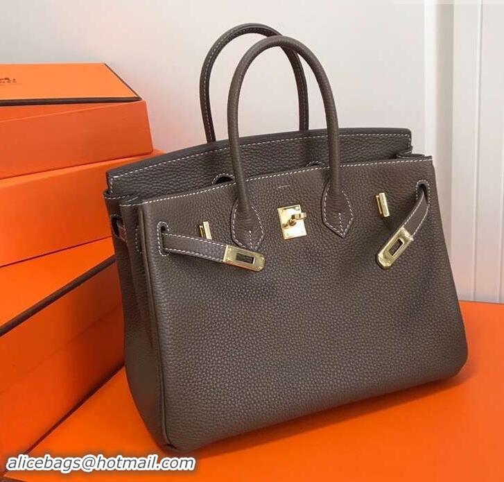 Popular Style Hermes Birkin 25cm Bag Etoupe in Togo Leather With Gold Hardware 423012