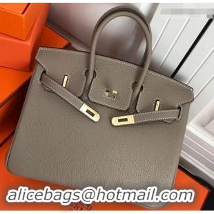 Stylish Hermes Birkin 25cm Bag Light Gray in Togo Leather With Gold Hardware 423012