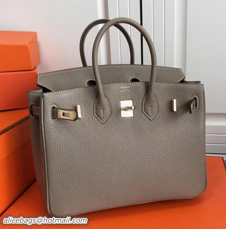 Stylish Hermes Birkin 25cm Bag Light Gray in Togo Leather With Gold Hardware 423012