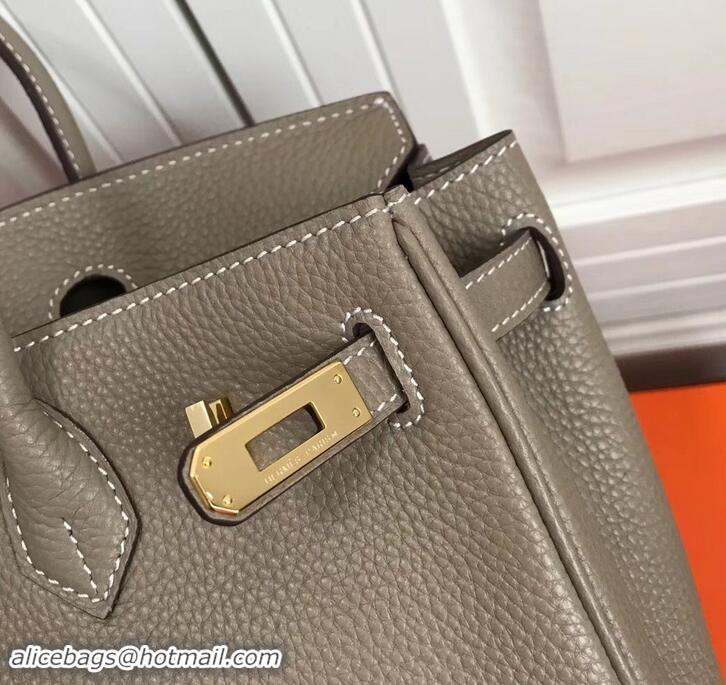 Stylish Hermes Birkin 25cm Bag Light Gray in Togo Leather With Gold Hardware 423012