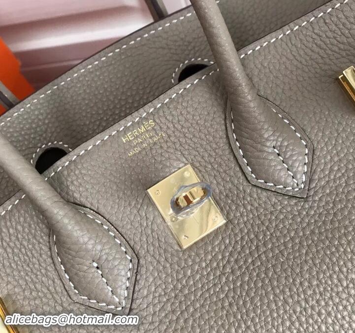 Stylish Hermes Birkin 25cm Bag Light Gray in Togo Leather With Gold Hardware 423012