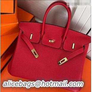 Promotional Hermes Birkin 25cm Bag Red in Togo Leather With Gold Hardware 423012