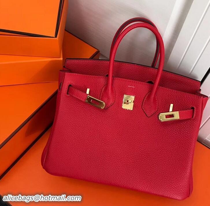 Promotional Hermes Birkin 25cm Bag Red in Togo Leather With Gold Hardware 423012