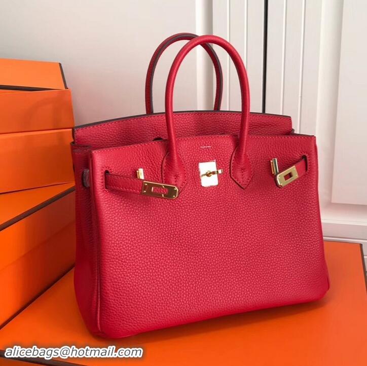 Promotional Hermes Birkin 25cm Bag Red in Togo Leather With Gold Hardware 423012