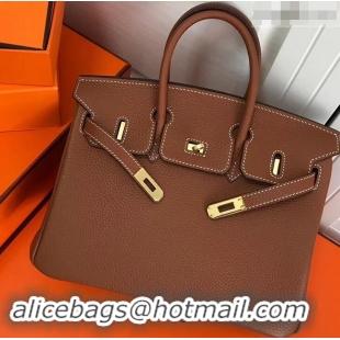 Good Product Hermes Birkin 25cm Bag Brown in Togo Leather With Gold Hardware 423012