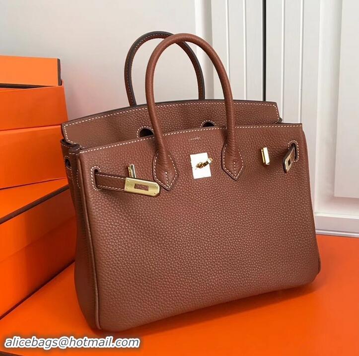 Good Product Hermes Birkin 25cm Bag Brown in Togo Leather With Gold Hardware 423012