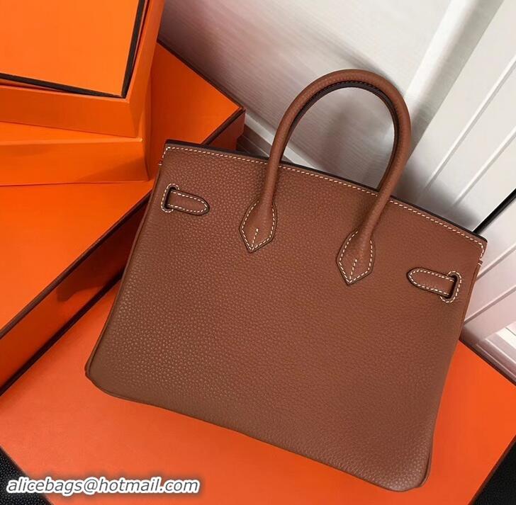 Good Product Hermes Birkin 25cm Bag Brown in Togo Leather With Gold Hardware 423012